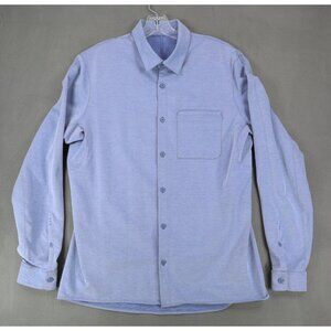 Lululemon Shirt Mens Large Blue Solid Button Up Pocket Live in Practice Stretch‎